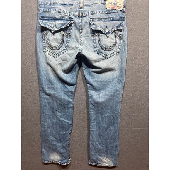 True Religion Mens Straight Embroidery Flap Pockets Jeans Size 38 - Picture 2 of 11